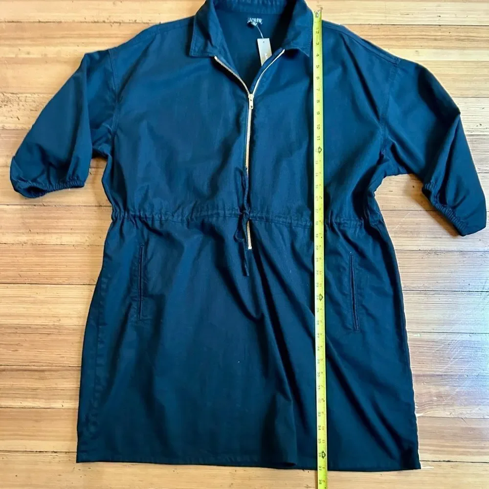 J. Crew cinched zip-up dress in drapey cotton. Size L. NWT.